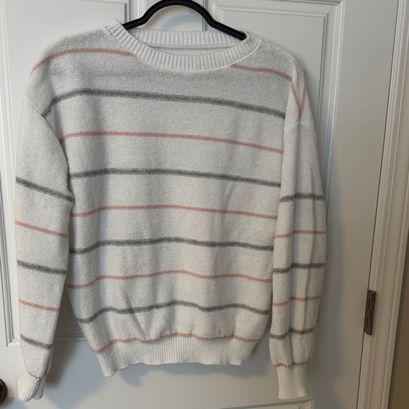 SHEIN Sweaters - SHEIN Women's Crewneck Sweater - White, Gray, and Pink